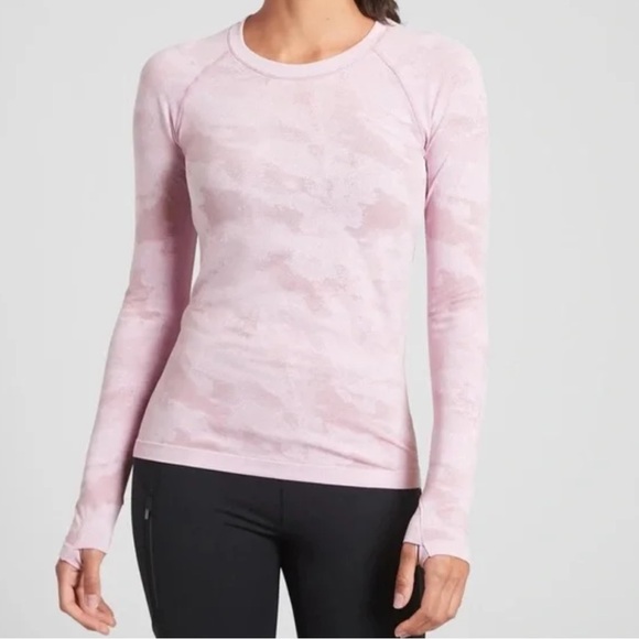 Athleta Tops - Athleta Momentum Camo Long Sleeve Top - Delicate Pink